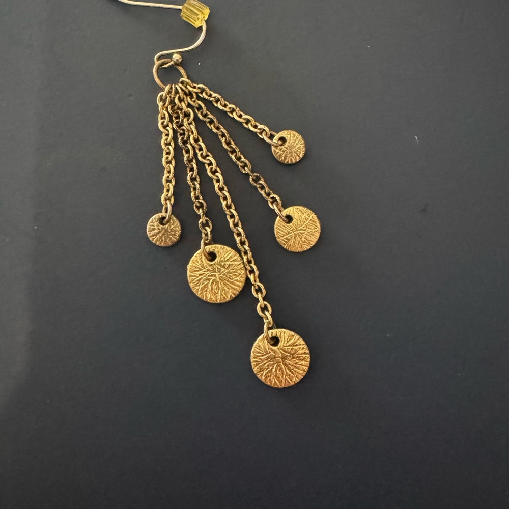Lia Sophia Gold Dangle Earrings with Chain and Disc Design